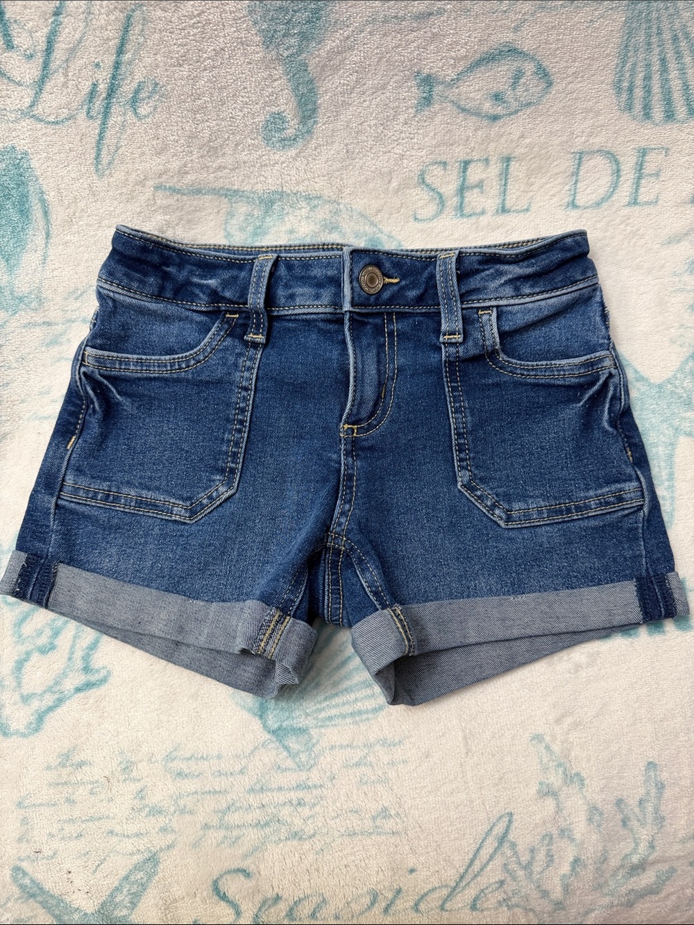 5️⃣ FOR 2️⃣0️⃣ SALE 🏷️ SO Girls Dark Blue Denim Roll-Cuff Shorts Size 8